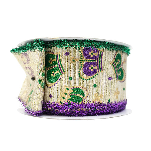 RIBBON 2.5X10YDS MARDI GRAS CROWNS