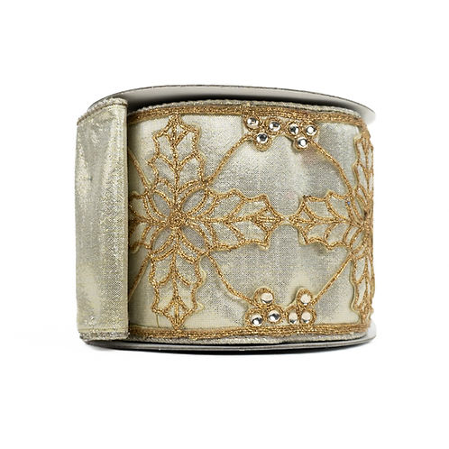 RIBBON 4" X 5YDS HOLLY CREST PLATINUM