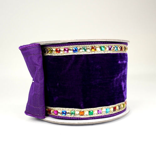 RIBBON PURPLE COLORFUL CHRISTMAS 4X5YDS