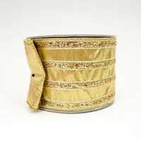 RIBBON CHUNKY GLITTER STRIPES 4X10YDS GOLD