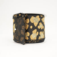 RIBBON 2.5X10YDS LEOPARD BLACK AND GOLD