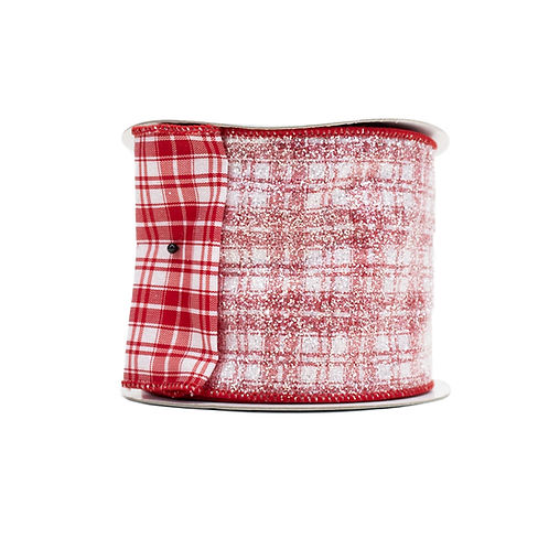 RIBBON SUGAR PLAID RED AND WHITE ( 2 SIZES)