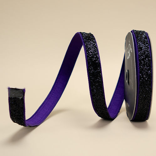 RIBBON 1" X 10YDS CREEPY FUZZ BLACK ( 2 COLORS )
