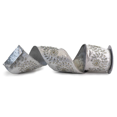 RIBBON 4" X 5YDS METALLIC LAME SILVER