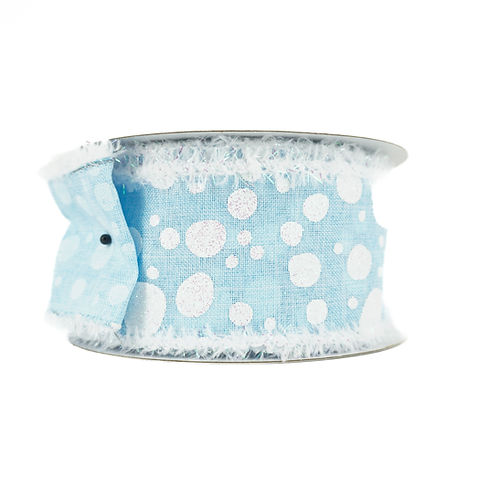 RIBBON 2.5X10YDS GLITTER DOTS WITH LIGHT BLUE AND WHITE