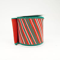 RIBBON 4X10YDS RED DUPION WITH DIAGNAL STRIPES