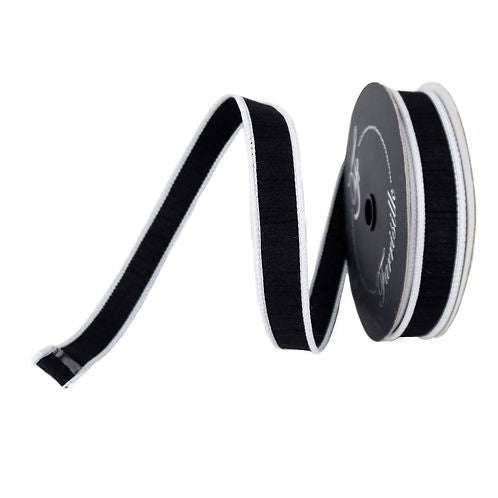 RIBBON 1" X 10YDS ACCENT CORD BLACK AND WHITE