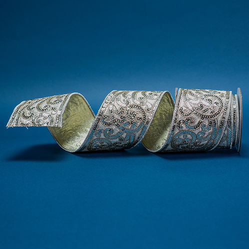 RIBBON 4" X 5YDS SWIRLING SEQUINS ( 4 COLORS )