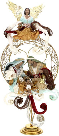 African American Grand Angel Pedastal Nativity  - 51 Inches