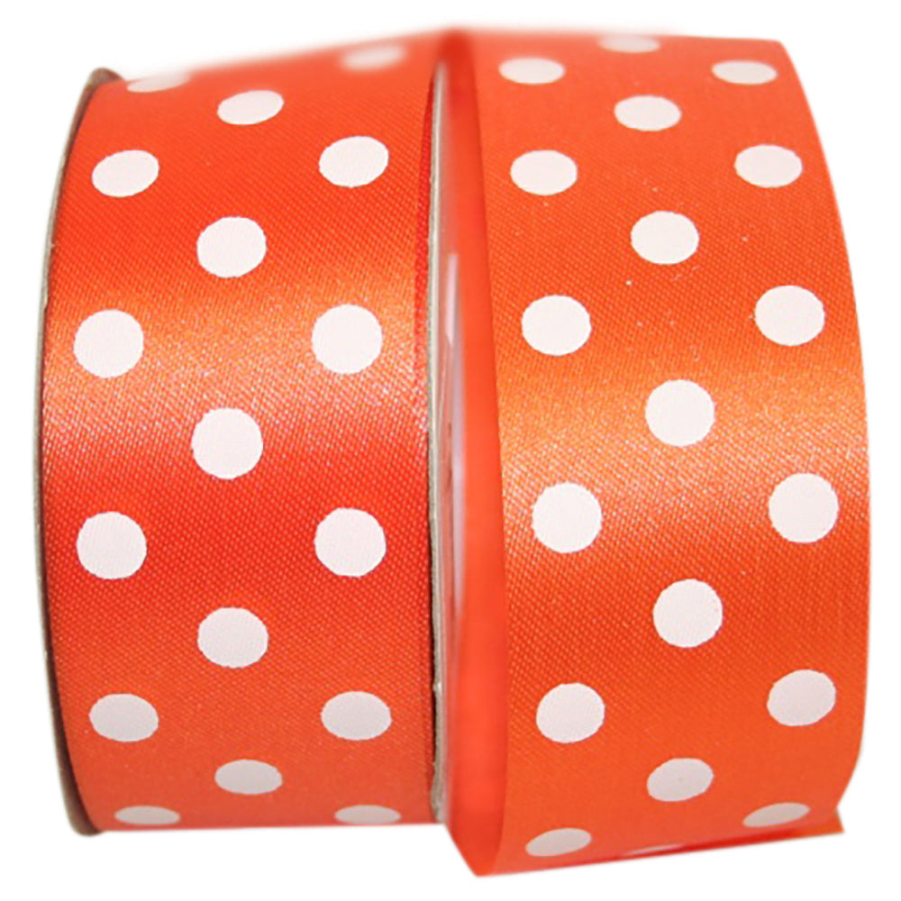Orange 1-3 8 Inch Aspirin Polka Dots Satin Ribbon for Wreaths & Bows
