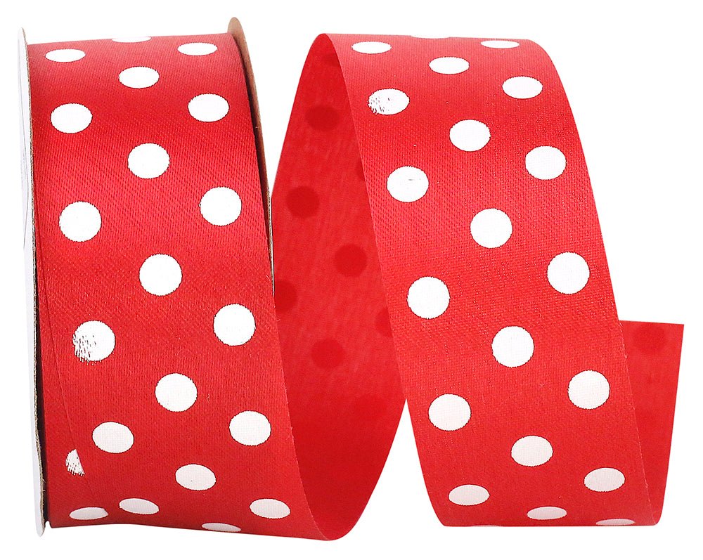 Red 1-3 8 Inch Aspirin Polka Dots Satin Ribbon for Wreaths & Bows