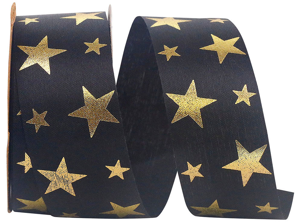 Black Gold 1-3 8 Inch Startime Satin Ribbon for Wreaths & Bows