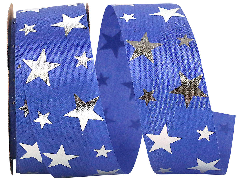 Startime Satin Ribbon 1-3/8 Inch Royal Silver for Bows