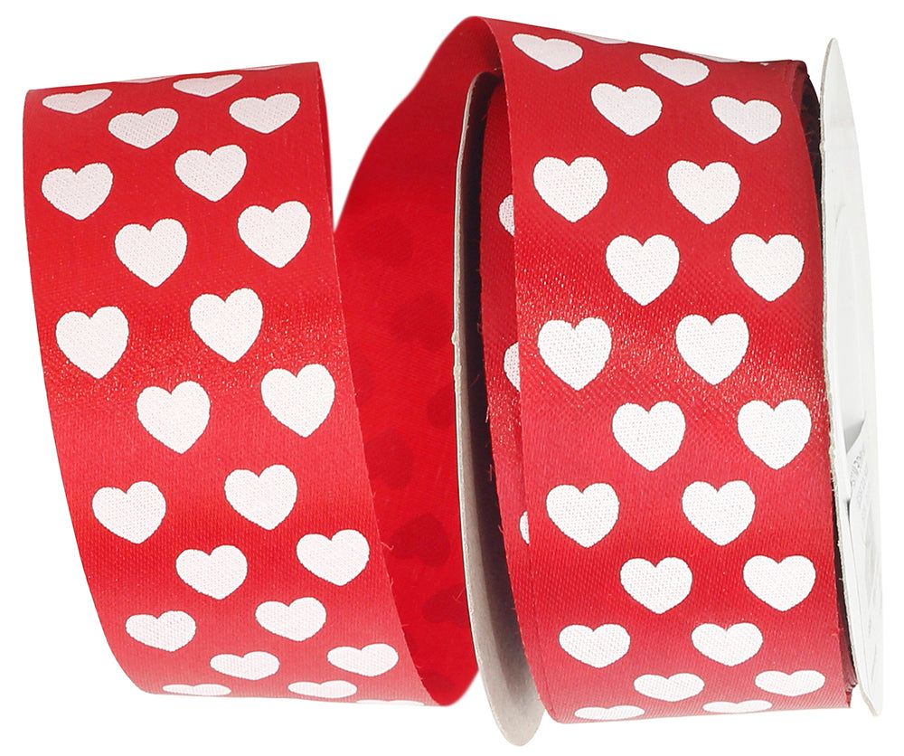Red White 1-3 8 Inch Hearts Tossed Cooler Ribbon for Wreaths & Bows