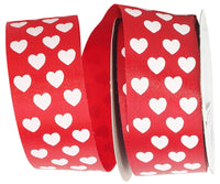 Red White 1-3 8 Inch Hearts Tossed Cooler Ribbon for Wreaths & Bows