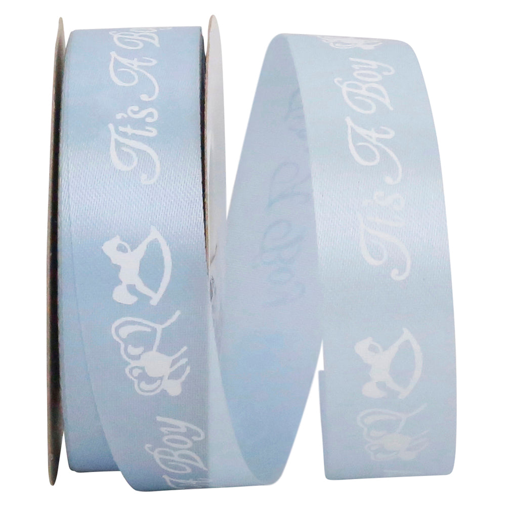 Light 7 8 Inch Its A Boy Satin Cooler Ribbon for Wreaths & Bows