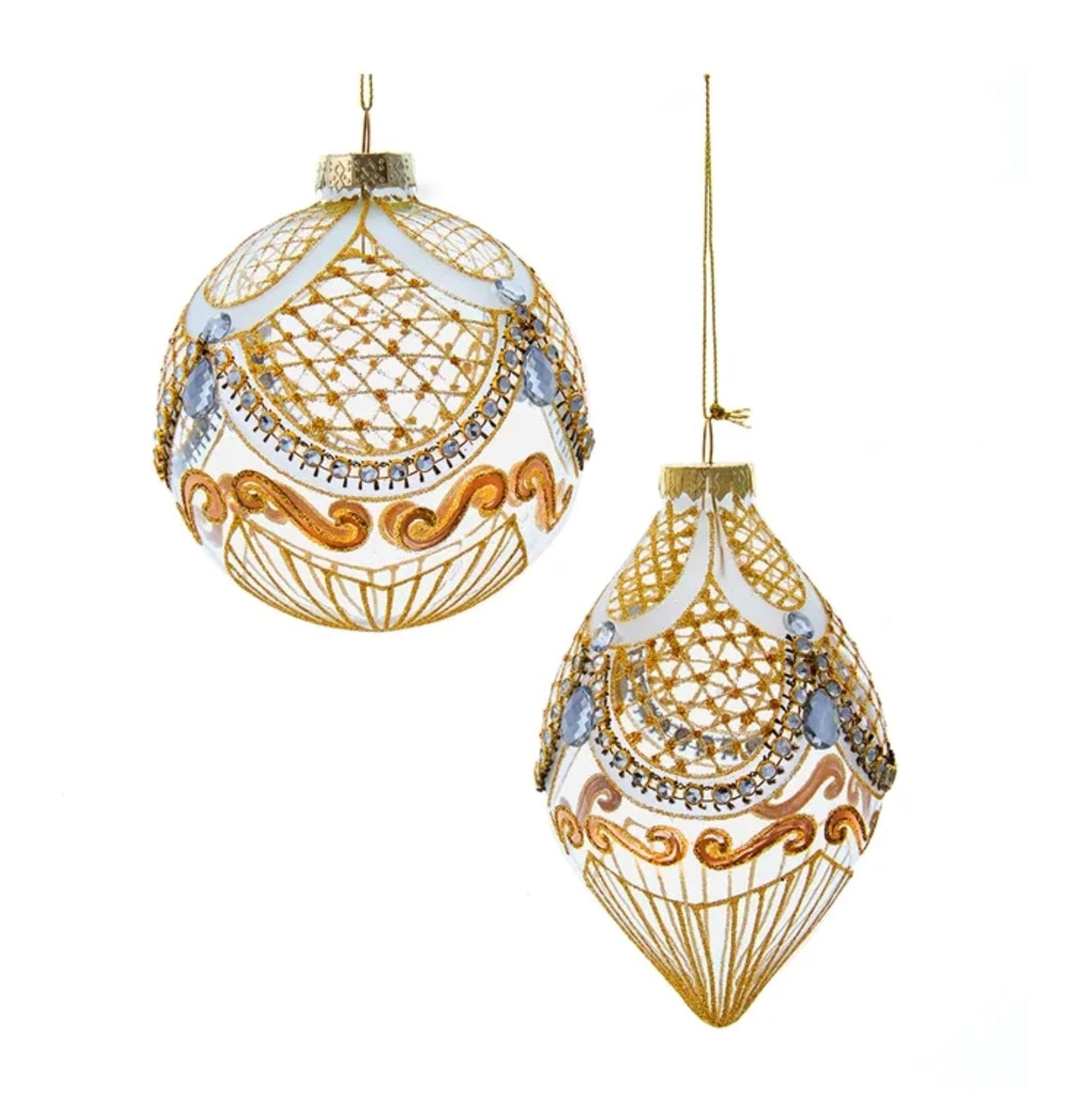 Julia Glass Ball & Finial Ornaments (Case of 12)