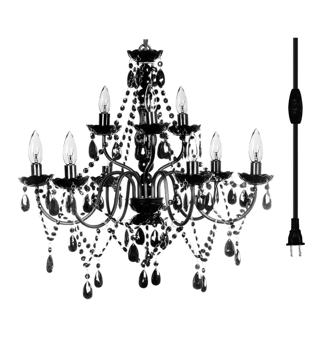 Paloma 9 Light Crystal Black Chandelier