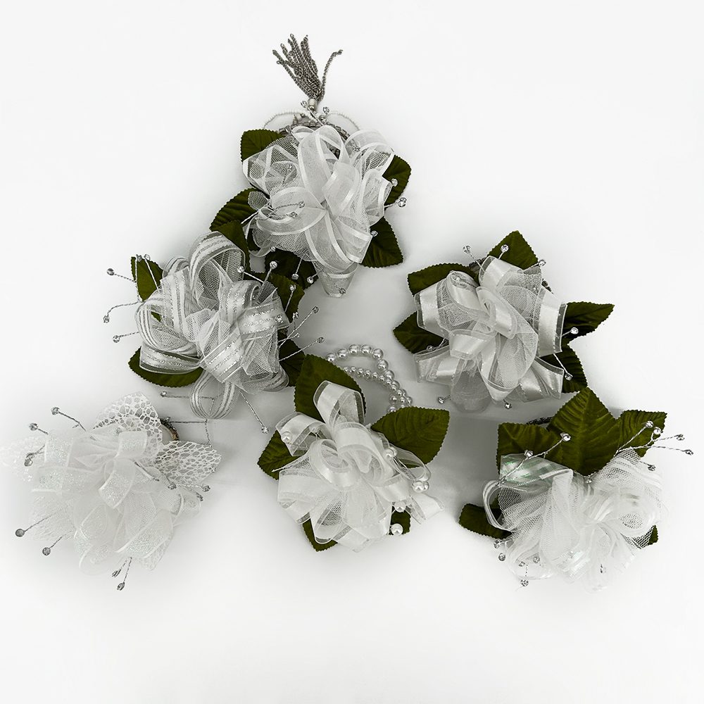 12 Piece Premade Basic Ribbon Corsages – 123070 PREMADE CORSAGE BASIC ASST 12 PC