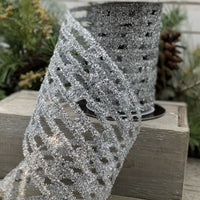 Silver Tinsel Link Stretch Ribbon 5.25