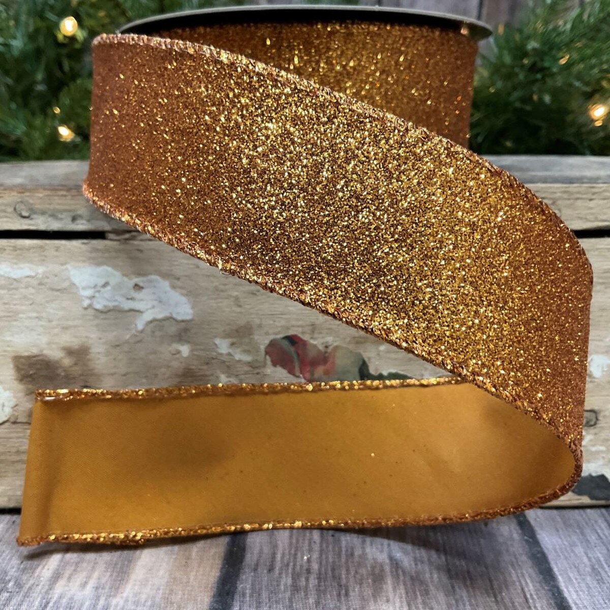 Copper Glitter Ribbon 1.5 Inch x 10 Yards