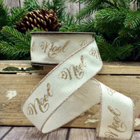Ivory Cotton Linen Glitter Ribbon 1.5