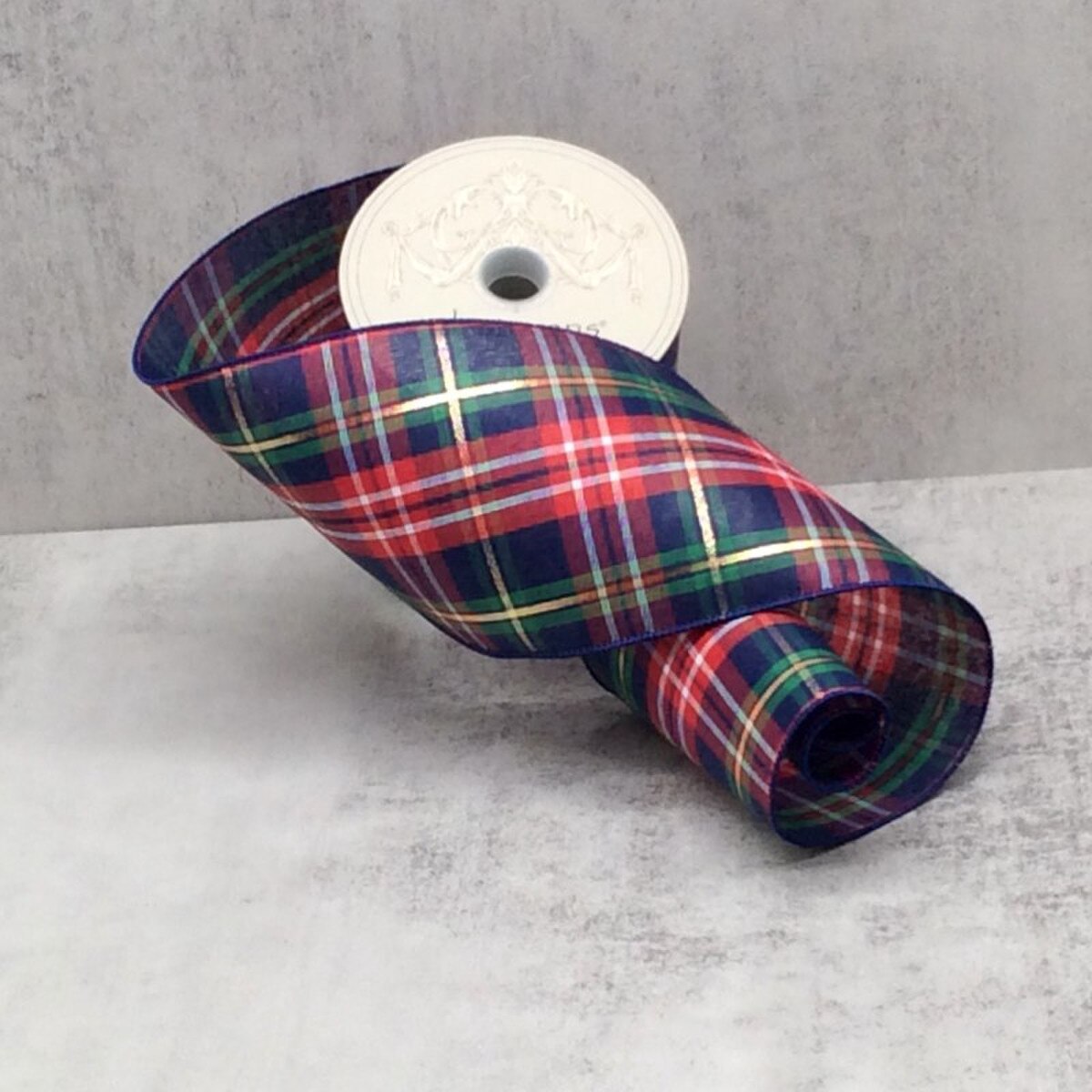 Devon Plaid Ribbon Red Navy Green 4 Inch x 10 Yards