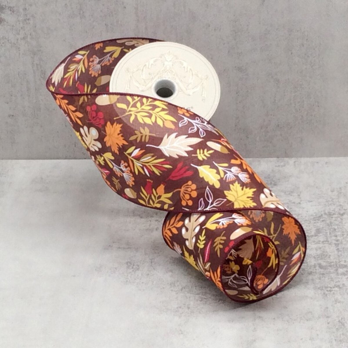 Linen Ribbon Brown Orange Burgundy 4 Inch x 10 Yards