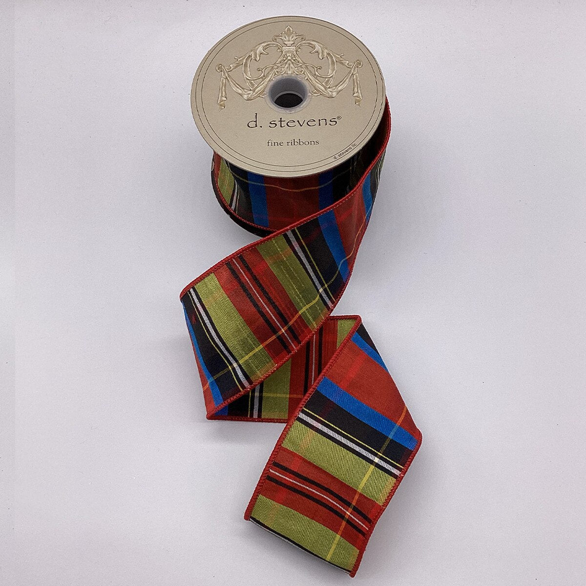 Nutcracker Plaid Ribbon Blue Lime Red 2.5" x 10 Yds