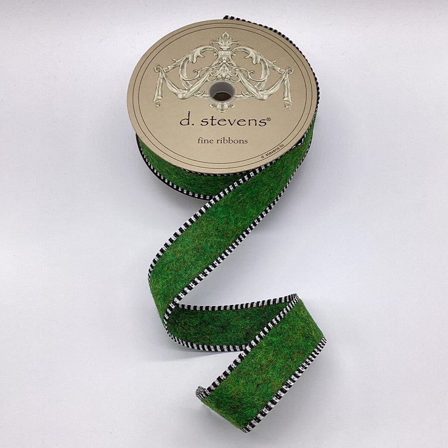 Green Fuzzy Felt Ribbon 1.5 Inch x 10 Yards
