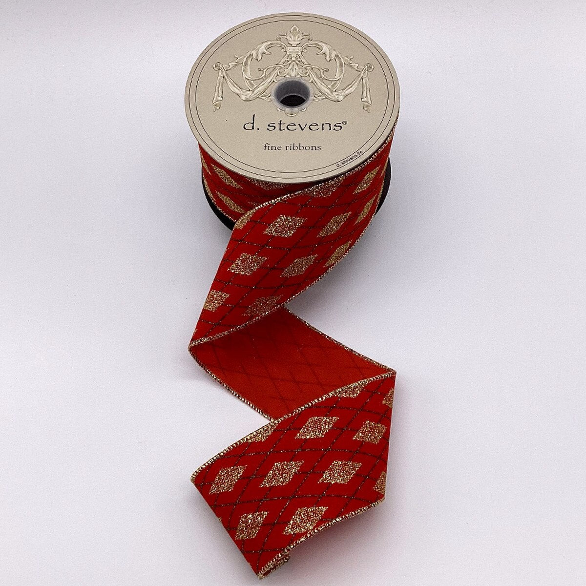 Harlequin Red Ribbon Velvet Green Gold Glitter 2.5" x 10 Yds