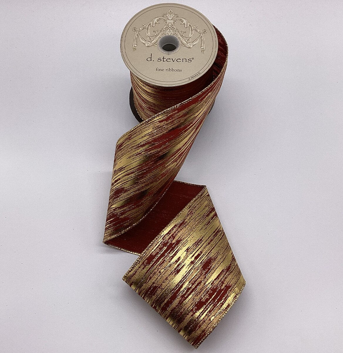 Glitter Metallic Gold Burgundy Satin Ribbon 4 Inch x 10 Yards