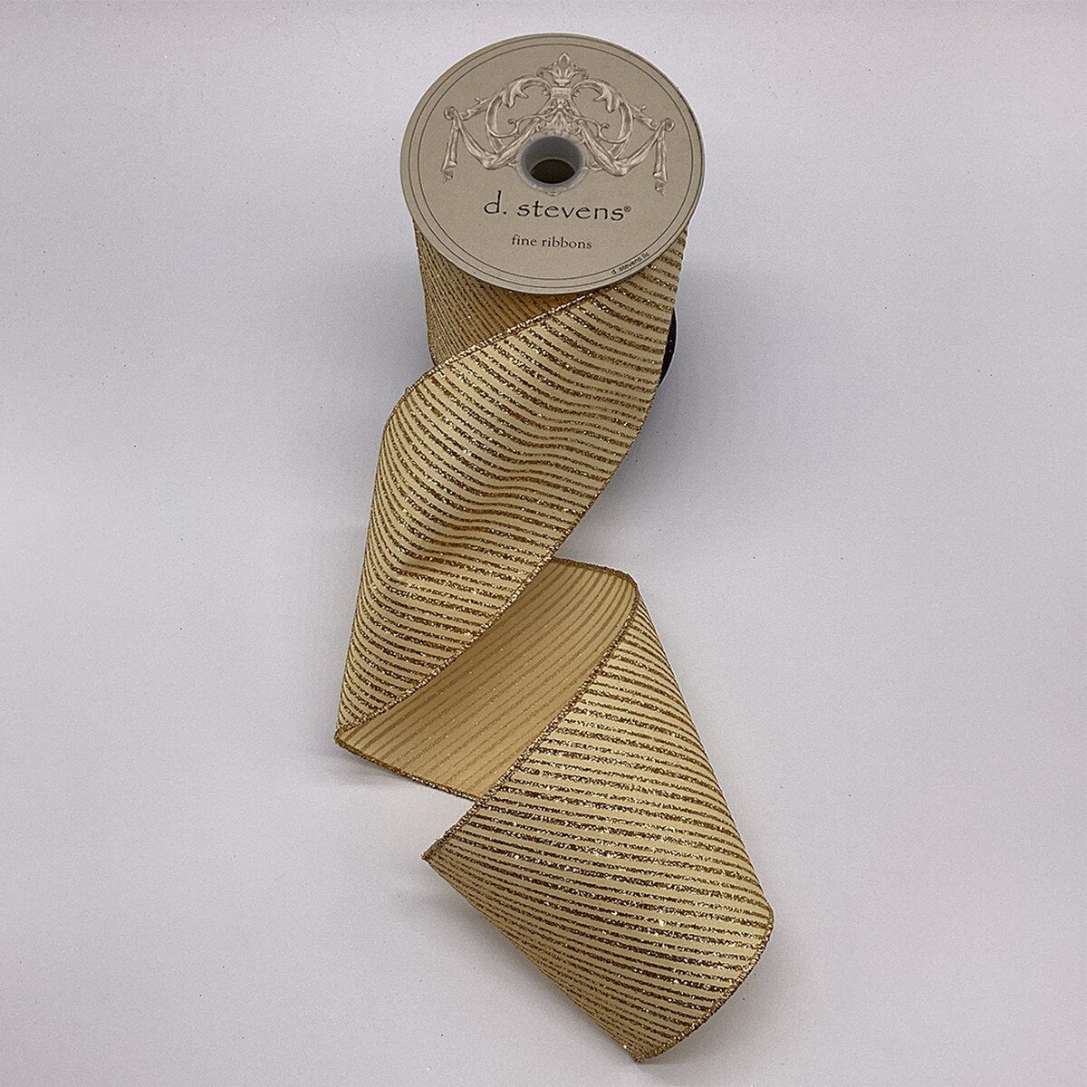 Cream Satin Gold Glitter Ribbon 4 Inch x 10 Yards