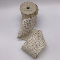Gold Glitter Quatrefoil Ivory Satin Ribbon 4
