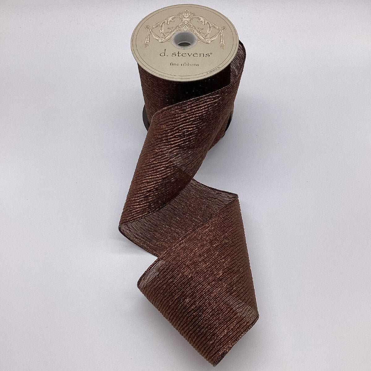 Brown Lame Crinkle Mesh Ribbon 4 Inch x 10 Yards