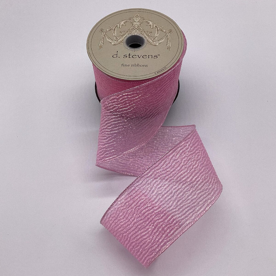 Iridescent Pink Lame Crinkle Mesh Ribbon 2.5" x 10 Yds
