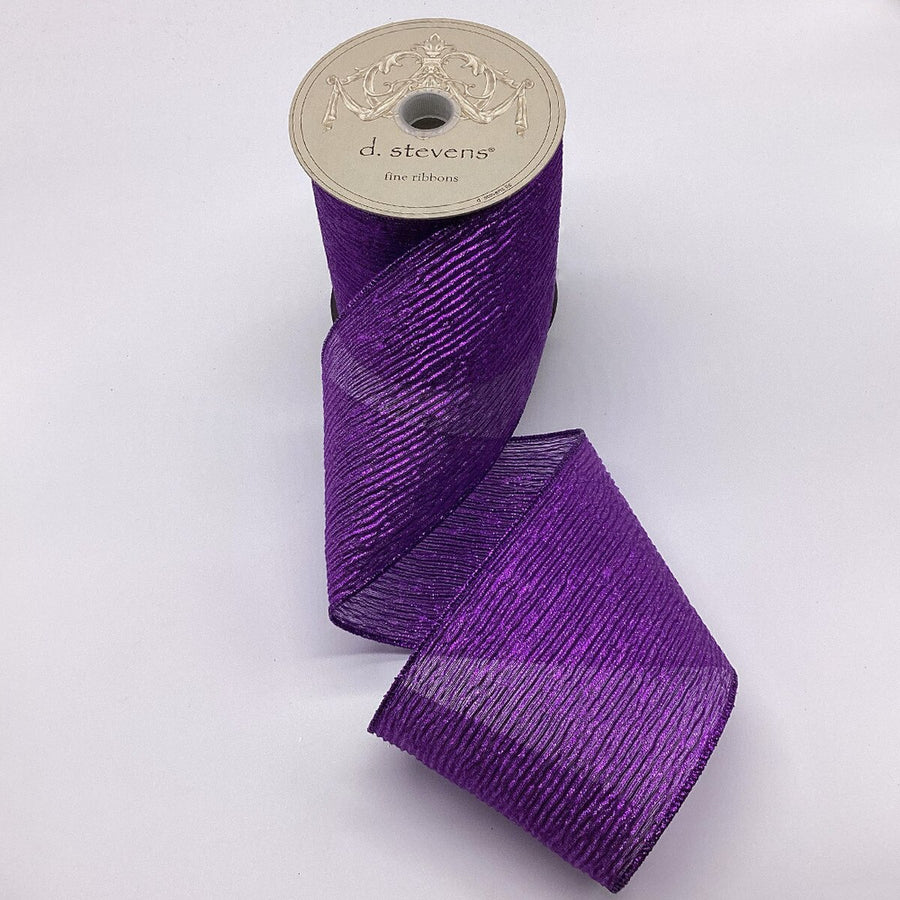 Purple Lame Crinkle Mesh Ribbon 4 Inch x 10 Yards