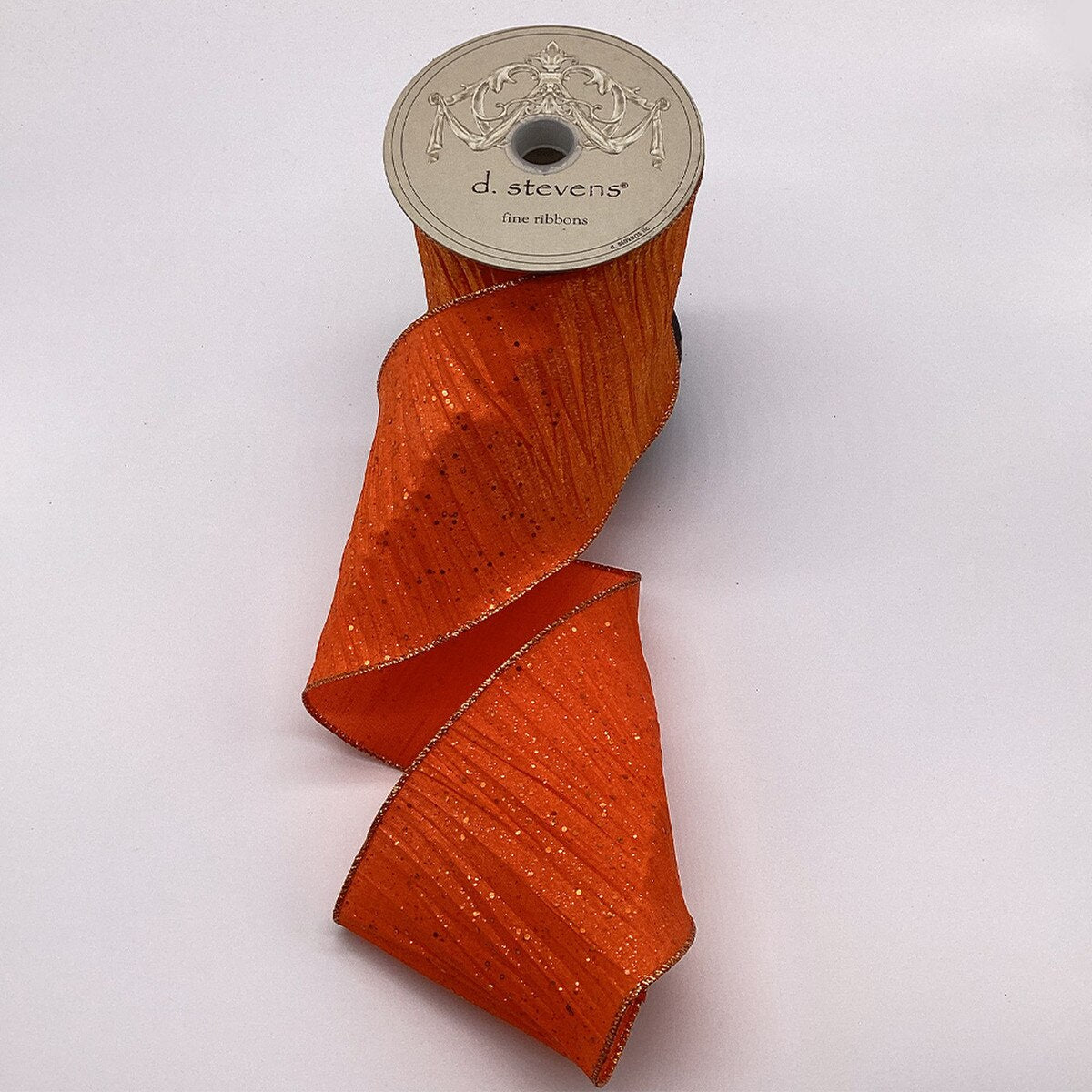 Orange Glitter Crinkle Ribbon 4 Inch x 10 Yards