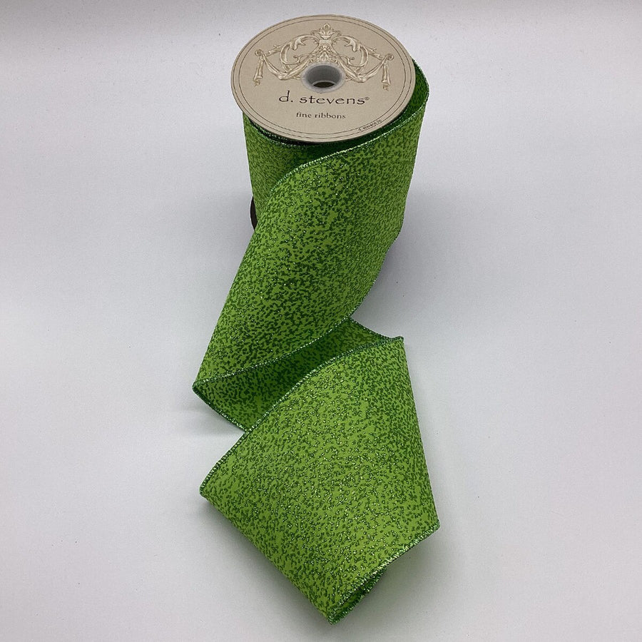Lime Poplin Glitter Splatter Ribbon 4 Inch x 10 Yards