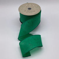 Green Embossed Floral Polypropylene Ribbon 2.5 Inch x 10 Yards