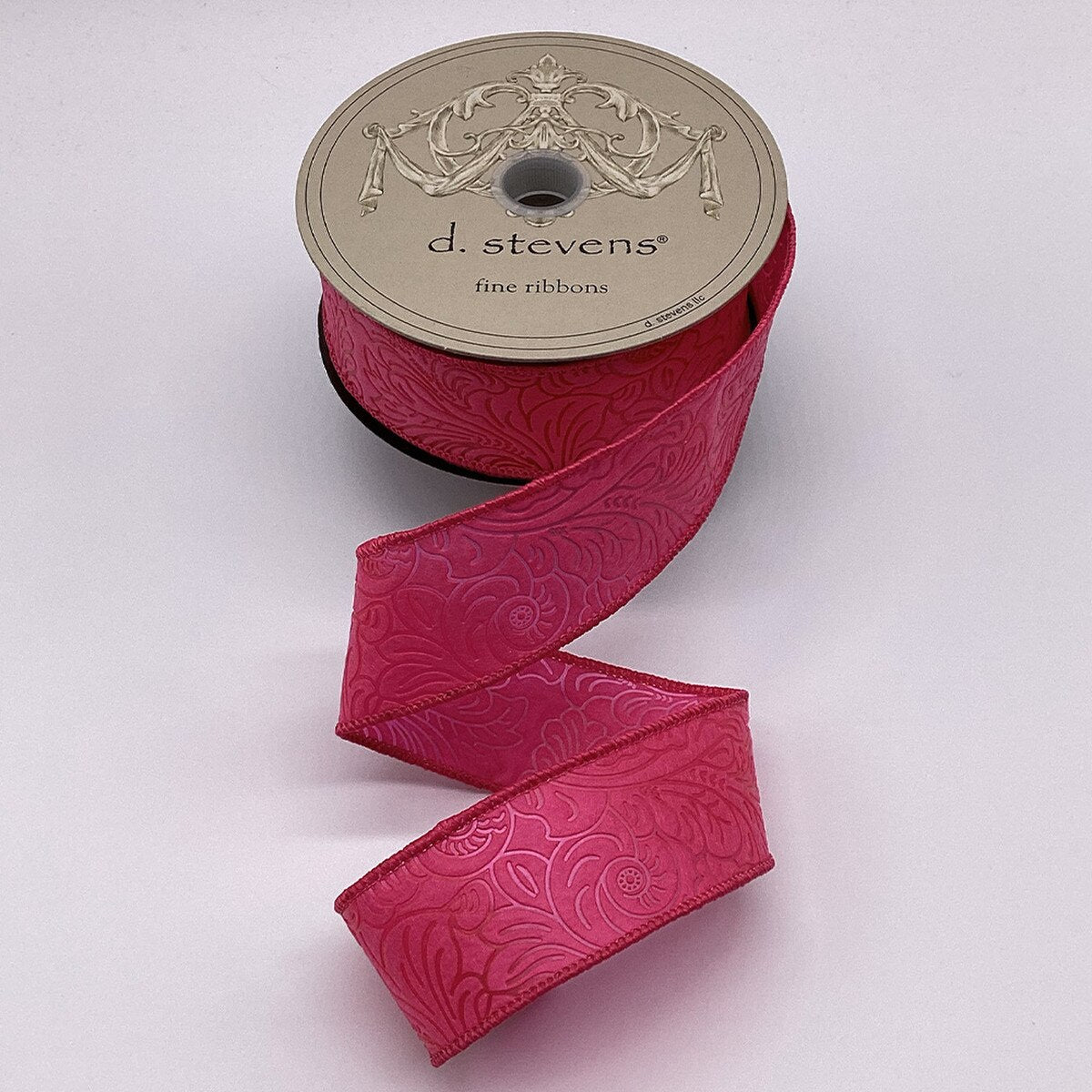 Hot Pink Embossed Floral Polypropylene Ribbon 1.5" x 10 Yds