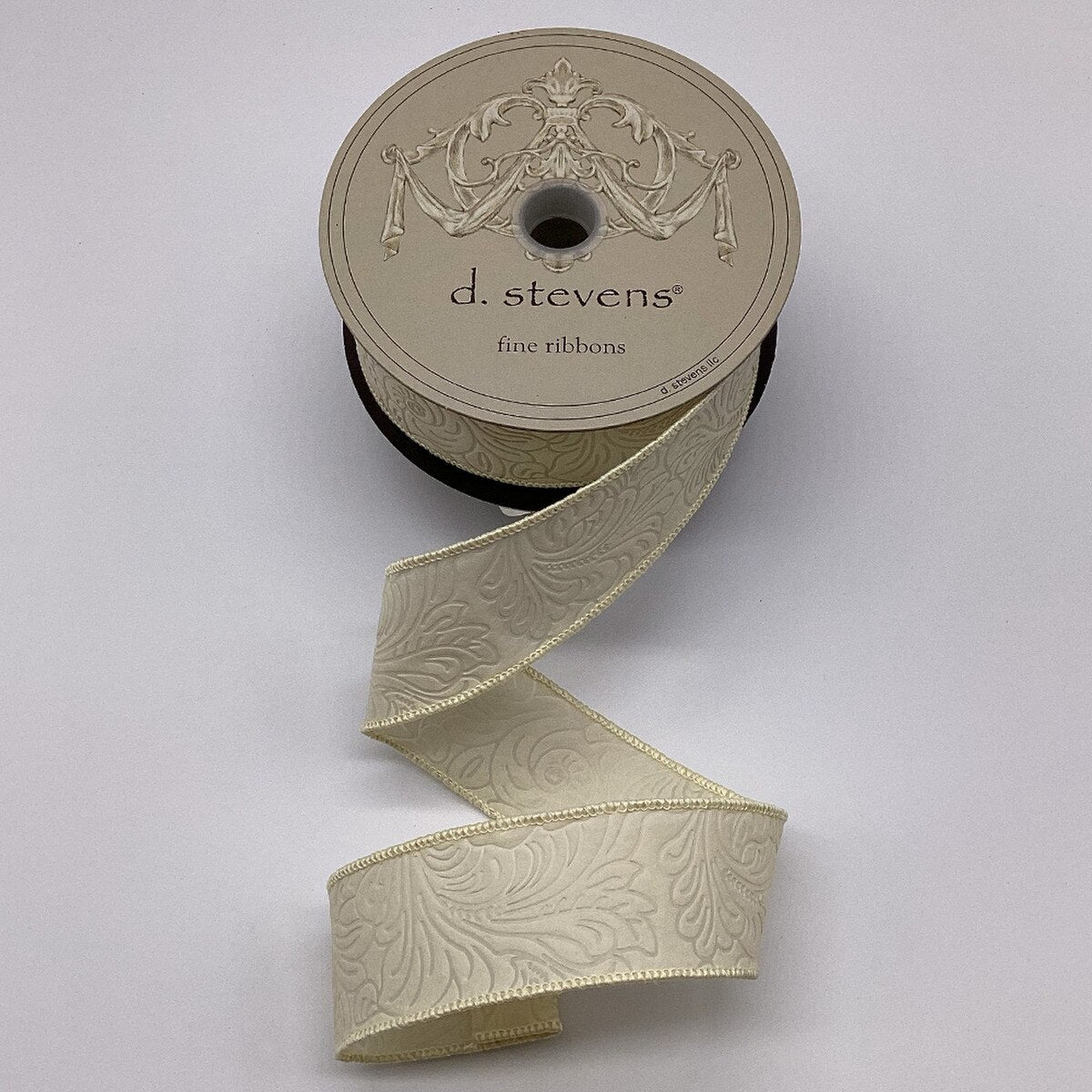 Cream Embossed Floral Polypropylene Ribbon 1.5" x 10 Yds