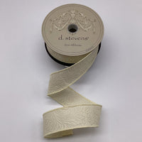 Cream Embossed Floral Polypropylene Ribbon 1.5
