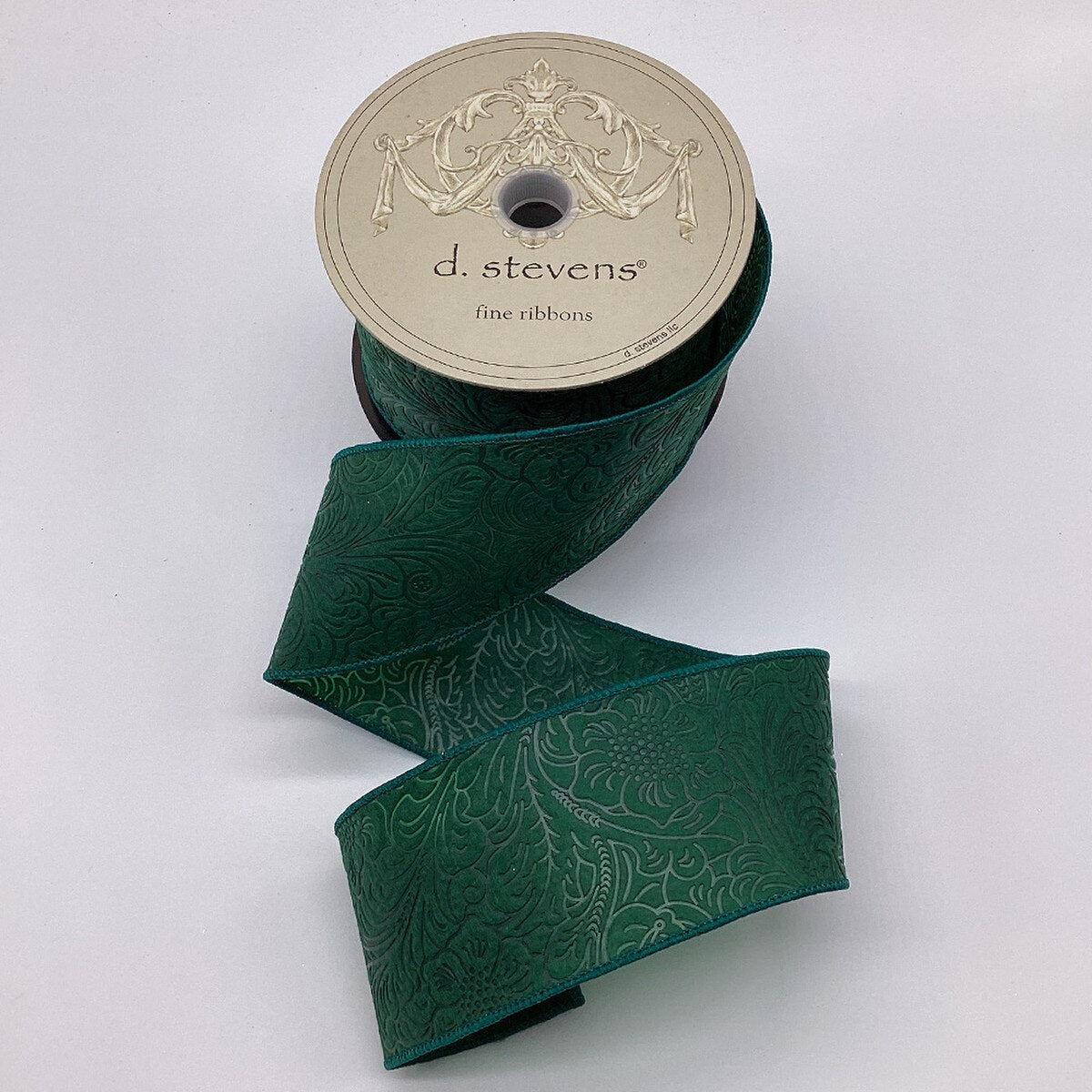 Emerald Embossed Floral Polypropylene Ribbon 2.5 Inch x 10 Yds