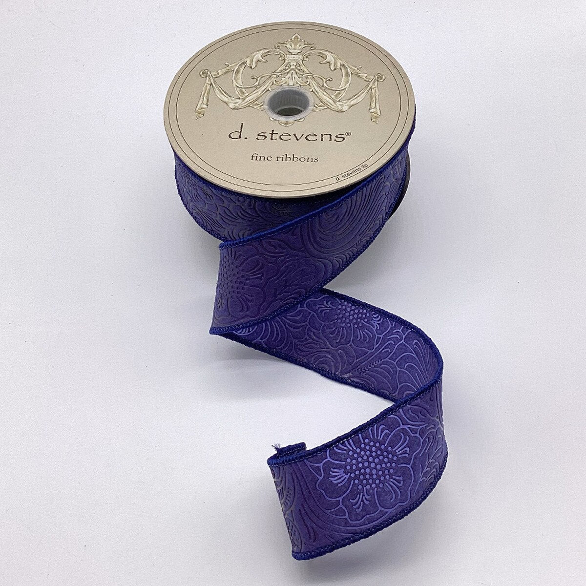 Midnight Blue Embossed Floral Polypropylene Ribbon 1.5" x 10 Yds