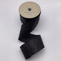 Black Polypropylene Ribbon 2.5 Inch Embossed Floral 10 Yds