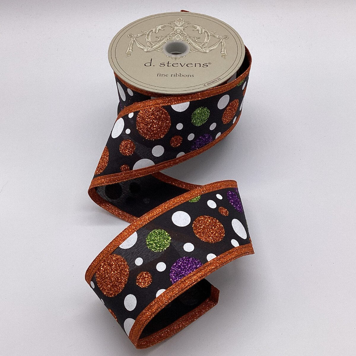Glitter Polka Dots Black Ribbon 2.5" x 10 Yds