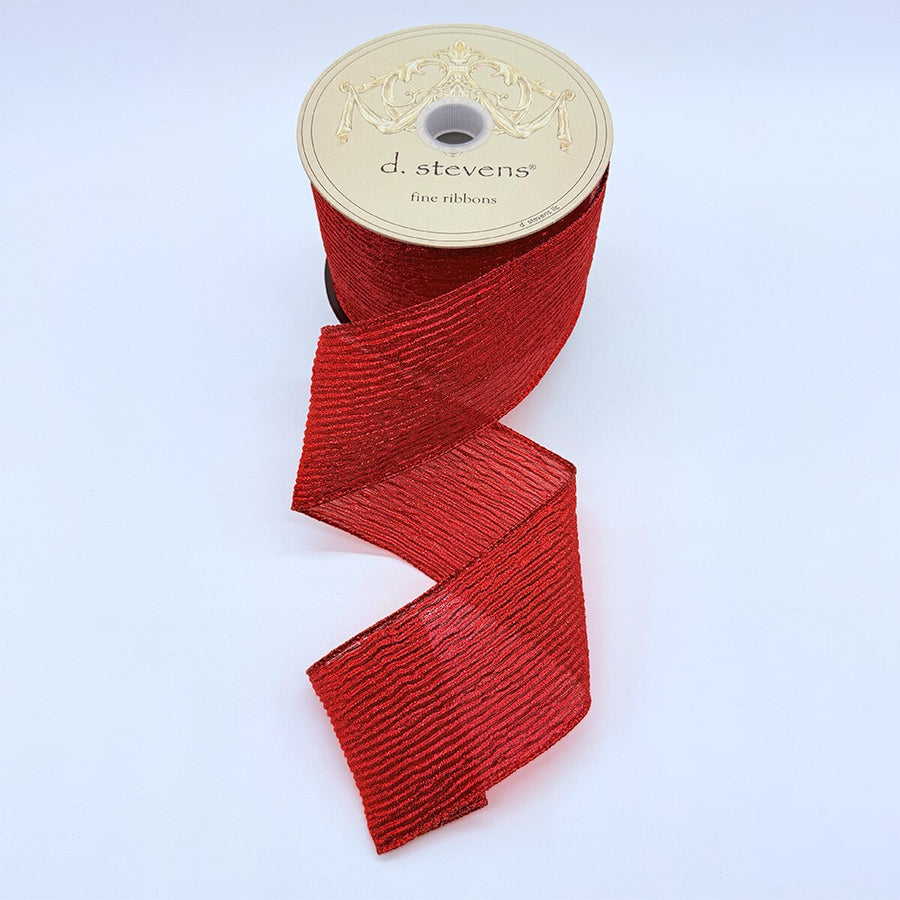 Red Lame Crinkle Mesh Ribbon 2.5" x 10 Yds
