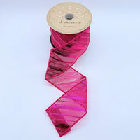 Hot Pink Metallic Diagonal Stripe Ribbon 2.5