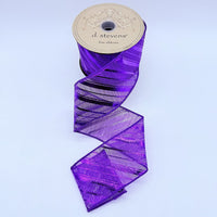 Purple Metallic Diagonal Stripe Ribbon 2.5 Inch x 10 Yds